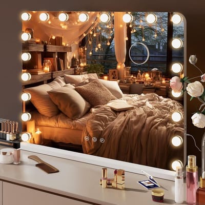 Make-upspiegel Verlichting - Hollywood Spiegel - Perfecte Make-up - Instelbare Kleuren - 80 x 60 cm - Wit