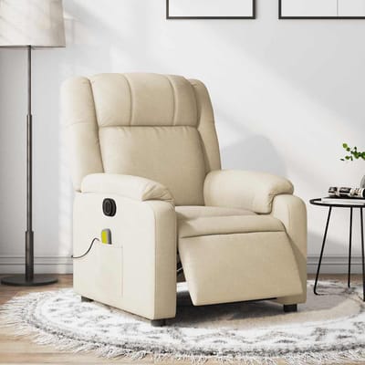 vidaXL - Massagestoel - elektrisch - verstelbaar - stof - crèmekleurig