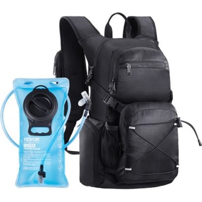VEVOR Hydratatierugzak 25L Geïsoleerde rugzakken met 2L TPU waterzak Hardlooprugzak Wandelrugzakken voor wandelen Fietsen Hardlopen Klimmen Zwart, Hydro Water Dagrugzak Zwart