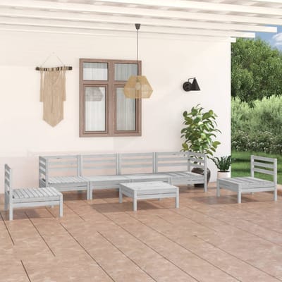 vidaXL - 7-delige - Loungeset - massief - grenenhout - wit