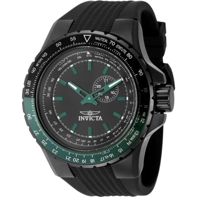 Invicta Aviator 49730 Heren Horloge - Quartz Uurwerk - Roestvrij Staal met zwarte Wijzerplaat - 50mm