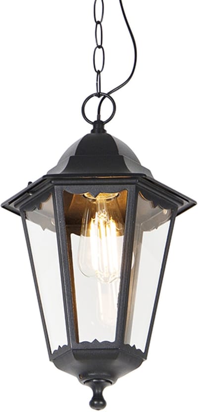 QAZQA havana - Klassieke Hanglamp voor buiten - 1 lichts - L 20 cm - Zwart - Buitenverlichting