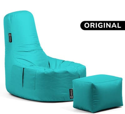 Casacomfy Gamer Original - Zitzak met Voetbankje - Volwassenen & Tieners - Ergonomisch - Waterbestendig - Aquablauw