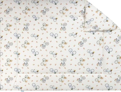BINK Bedding Boxkleed Fien 80 x 100 cm - vulling fiberfill 400 grams - fietsen - tulpen - Hollands - bloemen - ecru - peach - groen - bruin - tweezijdig