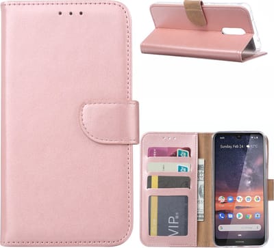 LuxeBass Hoesje geschikt voor Nokia 3.2 - Bookcase Rose Goud - portemonnee hoesje - telefoonhoes - gsm hoes - telefoonhoesjes
