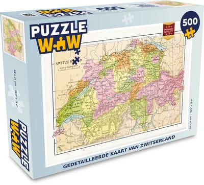 Puzzel Gedetailleerde kaart van Zwitserland - Legpuzzel - Puzzel 500 stukjes
