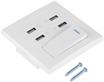 Allecto - USB-wandcontactdoos - 4-poorts stopcontact - Snelle oplaadmogelijkheden - Compact formaat - Geschikt voor thuiskantoor en hotels