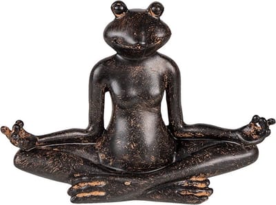 Clayre & Eef Beeld  Kikker 17*5*12 cm Zwart Bruin Kunststof Woonaccessoires beeld decoratie  Decoratieve Accessoires