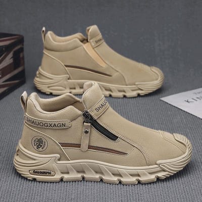 Heren Casual Werkschoenen Mode Rits Veelzijdig Heren Outdoor Klimschoenen Antislip Slijtvaste Sneakers Para Hombre 39 kaki