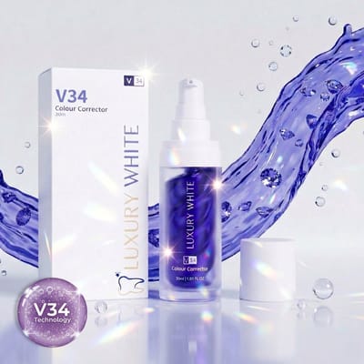 Luxury White V34 Technologie Colour Correcting Serum - Paarse Tandpasta voor Wittere Tanden - Whitening Strips - Tandenbleek Set - 30ml