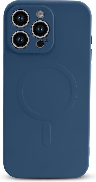 Casemania Hoesje Geschikt voor Apple iPhone 16 Pro - Blauw - Liquid Siliconen Back Cover Case - met Sterke magneetring geschikt voor MagSafe - Telefoon hoes met Camera Bescherming