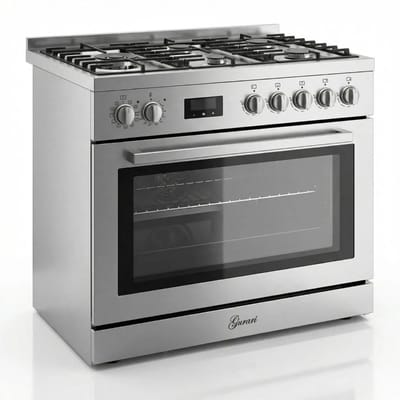 Gas-Elektro-Standfornuis GURARI GCH E 818 X Roestvrij staal, 90 cm 126 L Aardgas Fl.Gas 4 Kw WOK, Zelfreinigend