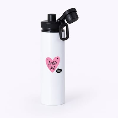 Hacebo® - Liefste juf ooit waterfles met draaidop zwart - Juf - beste juf - school - verjaardagscadeau - afscheidscadeau - kado - gift - water fles - 850ML