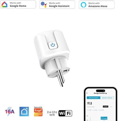 Slimme Stekker - Smartkabel.nl - WiFi - Smart Plug - Google Home & Amazon Alexa - Tijdschakelaar & Energiemeter via Smartphone App - Smart Home