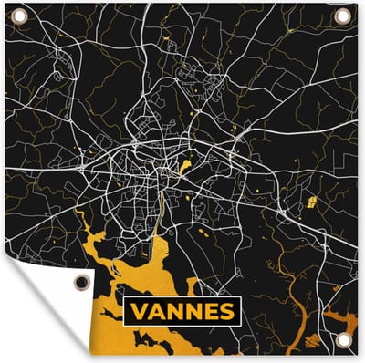 Tuin poster Frankrijk – Plattegrond – Kaart – Vannes – Stadskaart - 200x200 cm - Tuindoek