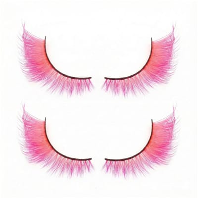 Dailygoods- Wimpers 2 Paar - Valse Verenwimpers - Flamingo Kostuum - Carnaval/Party - Handgemaakt - Natuurlijke Look - Aanpasbare Lengte