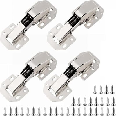 SnelShoppen - Softclose 4 Stuks 90 Graden Kastscharnieren met Hydraulische Demping 113 x 43 mm voor Meubels, Houten Deuren, Corrosiebestendig, Stabiel