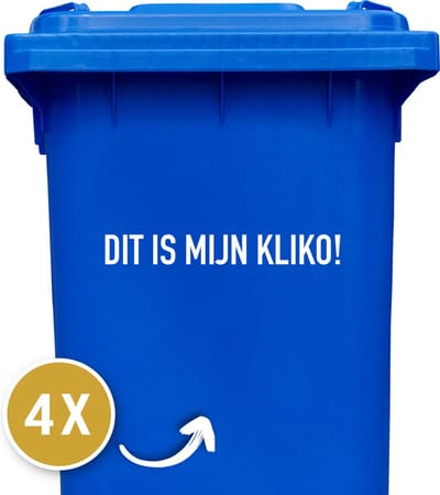 Container sticker - Container Sticker Huisnummer - Variant: Dit is mijn kliko! - 25 x 3,5 cm - Kleur: Wit - Aantal: 4 Stuks - Stickers volwassenen - Cijfer stickers - Container stickers - sticker - stickers