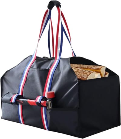 Houtdrager Tas - Brandhout Drager - Haardhout Opslag - Waterdicht Oxford Stof - 60 cm Lengte - Zwart