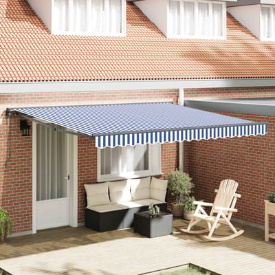 vidaXL Zijde Frame Blauw en Wit 400 × 300 cm Polyester met PU-coating