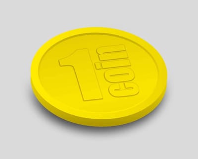 Reliëfmunten 1 Coin 29mm / Consumptiemunten / Betaalmunten (per 250 stuks) - FLUOR GEEL