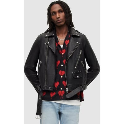 AllSaints Nade Biker Black Size: XL | Leather & Biker Jackets Outlet | Heren | Zwart
