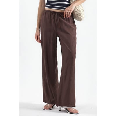 Dames Wijd-Pijpen Geweven Broek