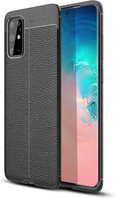 HB Hoesje Geschikt voor Samsung Galaxy S20 Plus - Leather Textured Back Cover - Zwart