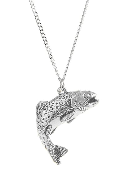 Vis Hanger Forel + Ketting Zilver 45 cm (Dames) Vishanger Vissenketting Zilveren Halsketting Vissen