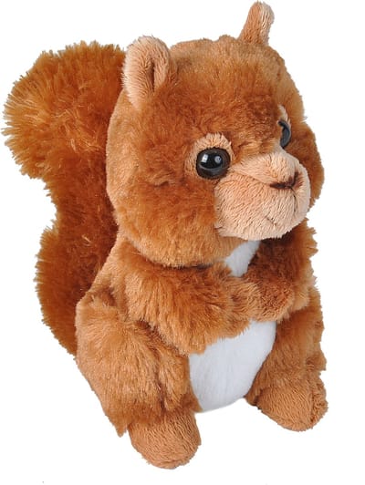 Wild Republic Pluche eekhoorn knuffel - rood - 18 cm - speelgoed - bosdieren - knuffels