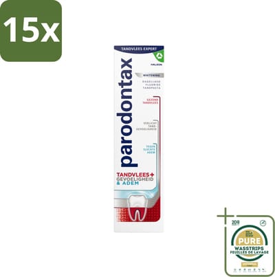 15 x Parodontax - Tandpasta - Tandvlees+Gevoeligheid & Adem - Whitening - 75 ml - Grootverpakking - Tandpasta - Tandvlees - Gevoeligheid - Adem - Whitening
