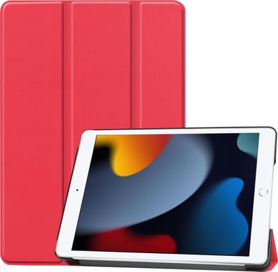 Hoesje - Geschikt voor Apple iPad 9 (2021) - 10.2 inch - 9e Generatie - Dun & Stevig - Hardcover Book Case - Trifold Bookcase Hoes - Hard Cover - Tablethoes - Rood