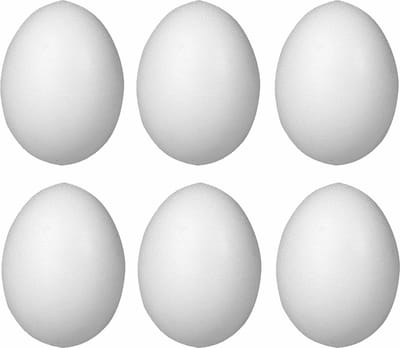 Rayer Hobby piepschuim ei - Pakket van 6x stuks - 10 cm - wit - Pasen decoratie - tempex paaseieren