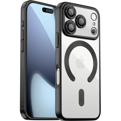 Coverzs luxe Magneet hoesje geschikt voor iPhone 17 Pro met camera cover (Zwart) – premium magnetisch case met sterke bescherming en perfecte pasvorm