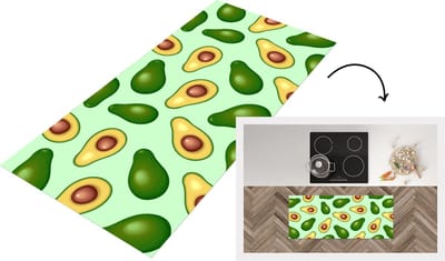 Keukenloper - Loper keuken - Avocado - Patronen - Groen - 120x50 cm - Keukenloper vinyl