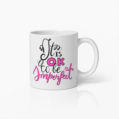 Koffiemok 330ml – Het Is OK om Niet Perfect te Zijn – Inspirerende Quote Beker – Positief Cadeau voor Vrienden en Familie