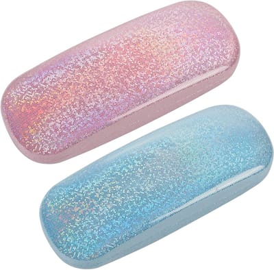 Brillenhoesjes Set - Zonnebril Opbergers - Veilige Opslag - Hardshell PU Leer - 2 Stuks - Glitter Zwart