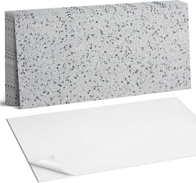 Coloray Plaktegels - Steenpatroon met textuur Wandtegel Zelfklevend - 60 cm x 30 cm - Grijs Plaktegels - 6 stuks - Rechthoek PVC Tegels - Plaktegels Keuken - Zelfklevende Vloertegels Badkamer - Vinyl Tegels - Zelfklevende Wandtegels