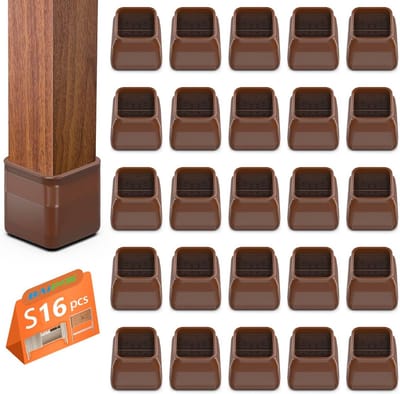 Vloerbeschermers voor stoelen - 16 stuks hoekig met vilt, transparante siliconen doppen voor stoelpoten (23-31 mm)