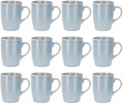 Siaki Koffiemok / theemok Faye - lichtblauw - set 12x - 340 ml - mokken - kerammiek - tas