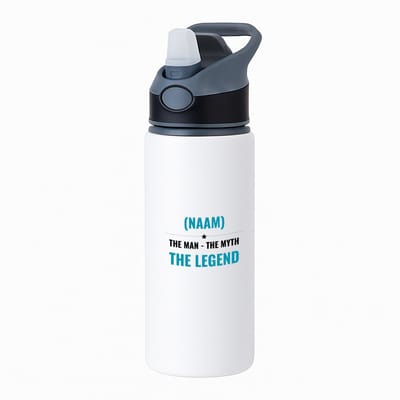 Hacebo® - the man the myth the legend met je eigen naam waterfles met rietje zwart - iemand die een legend is - de man - myth - mythe - legendarisch - verjaardagscadeau - verjaardag - cadeau - kado - geschenk - gift - water fles - 650ML