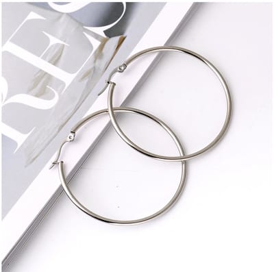 Cabantis Grote Ring Oorbel - Oorbellen Dames - Oorbellen Heren - Oorbellen Unisex-Metaal - Zilverkleurig