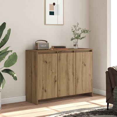 vidaXL - Dressoir - 102x33x75 - cm - bewerkt - hout - artisanaal - eikenkleurig