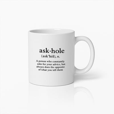 Grappige Askhole Definitie Mok – Sarcastische Koffiemok voor Vrienden of Collega’s – Lollig Cadeau Idee