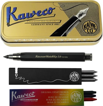 Kaweco Cadeauset SKETCH vulpotlood Zwart met vullingen G K in blikje