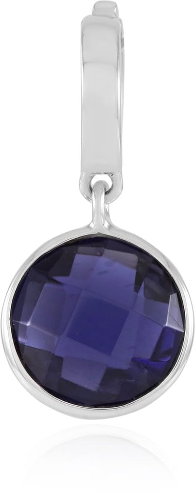 Cavill - Elegante Ioliet Hanger Rond Geslepen 1,8 ct - 925 Sterling Zilver Gerhodineerd - Blauwe Braziliaanse Edelsteen Kettinghanger - Varioclip