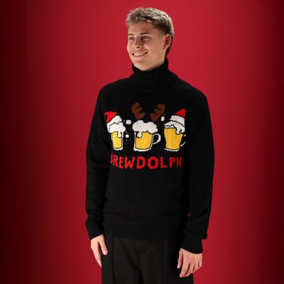 Foute kersttrui - Kersttrui heren - Turtleneck - Zwart - Maat M - kersttruien - kersttrui heren volwassenen - kersttrui mannen