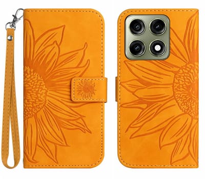 Coverup Hoesje - Geschikt voor Motorola Edge 70 Pro Hoesje - Coverup Zonnebloem Book Case met Koord - Oranje