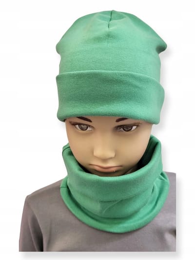 Dartomik - Babymuts en Sjaal Set - Ciemny Zielony - Maat 34/38 - Oeko-Tex Certificaat