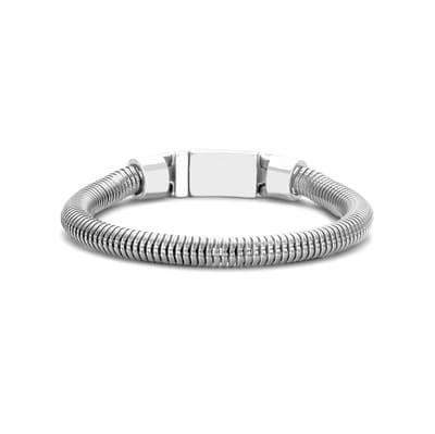 Frank 1967 7FB-0617-21 Leren Armband - Heren - Slang schakel - 6,5 mm Dikte - Stalen Slot - 10,7 mm Breed - 21 cm - Zilverkleurig